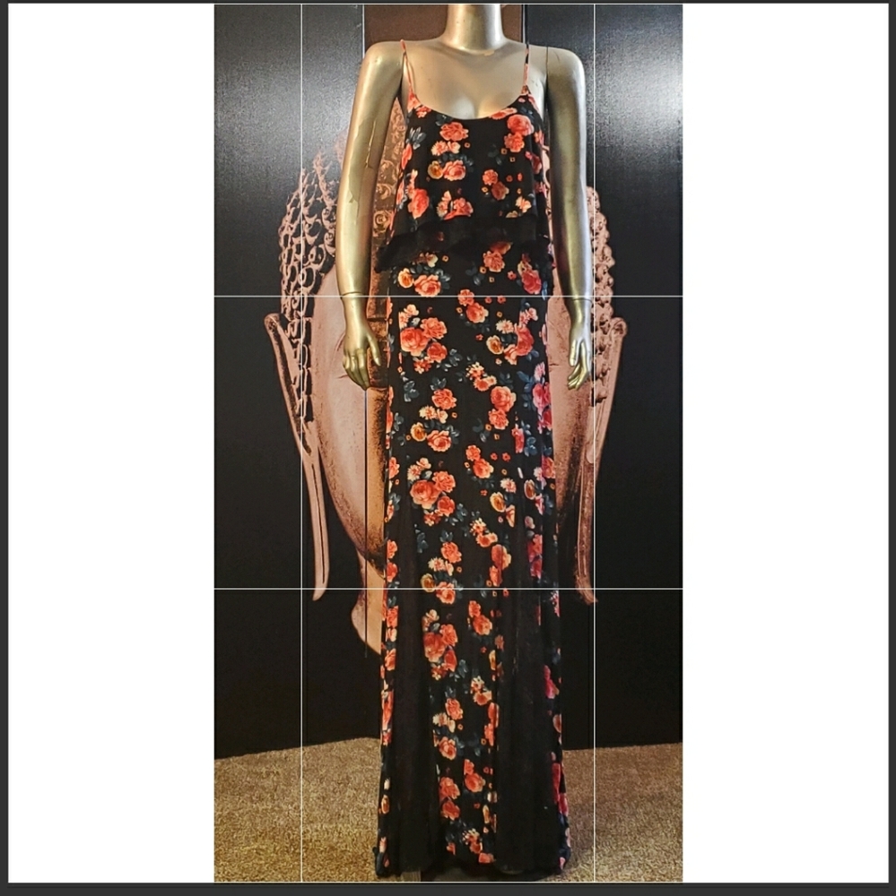 Floral print spaghetti strap maxi dress
